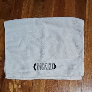 White Halloween Gothic Hand Towel with 'Wicked' Bats Embroidery